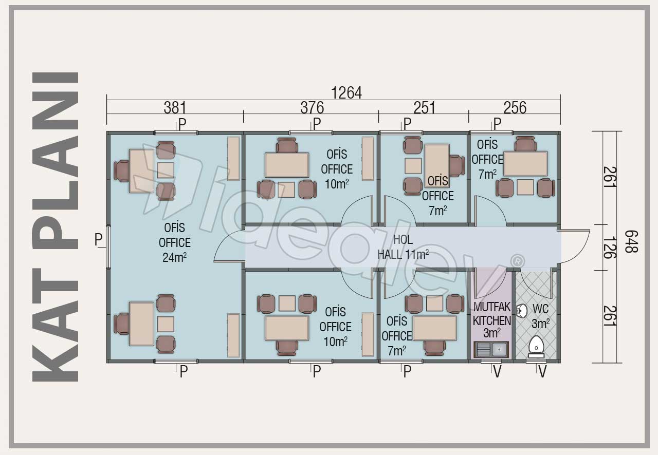 82 m² Prefabricated Office 4 82 m² Prefabricated Office - Image 2