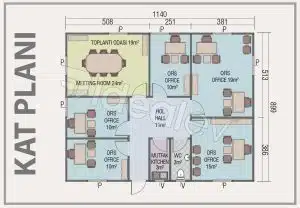 Alternativní pohled na prefabrikovanou kancelář o rozloze 102 m²