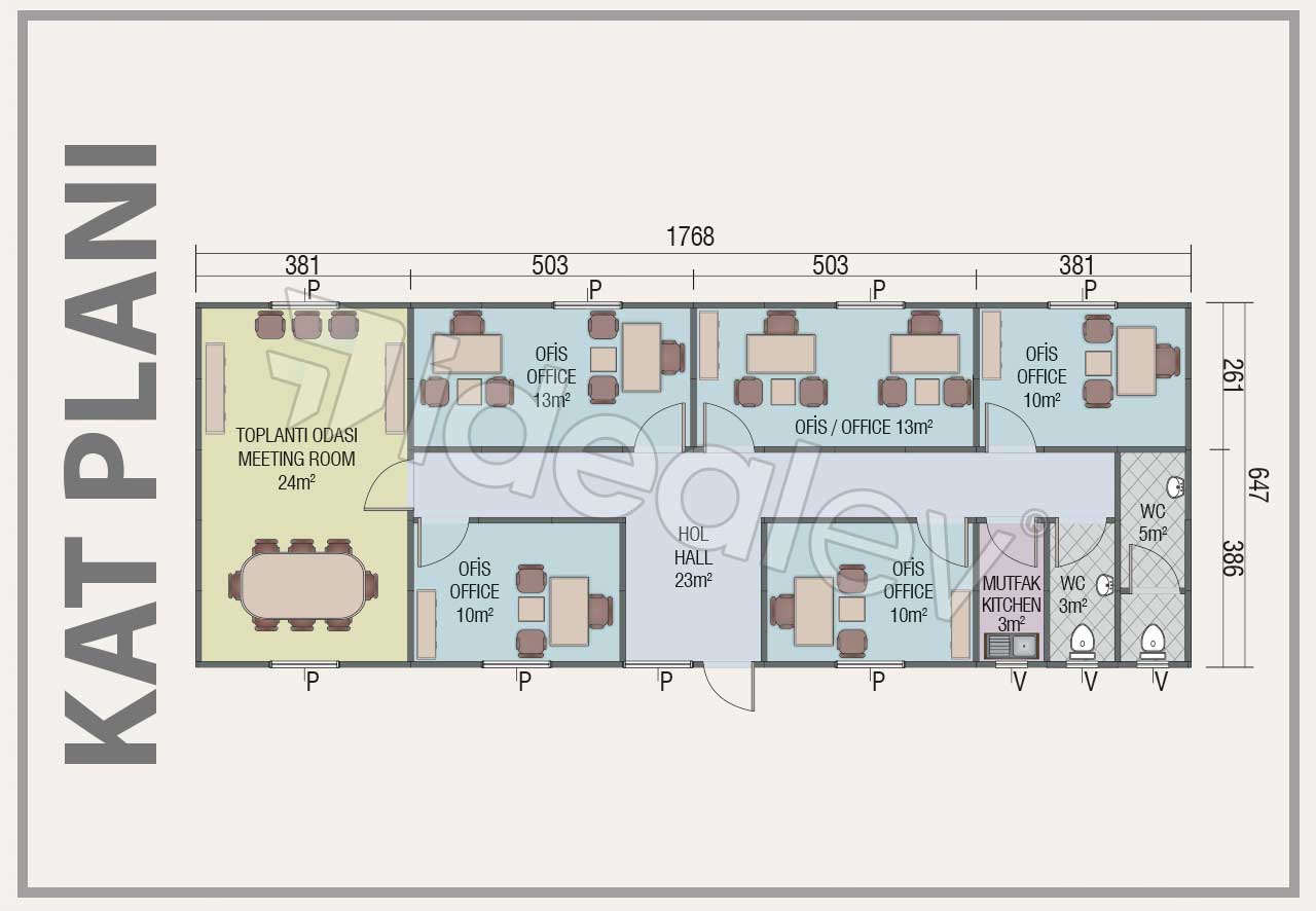 114 m² Prefabricated Office 4 114 m² Prefabricated Office - Image 2