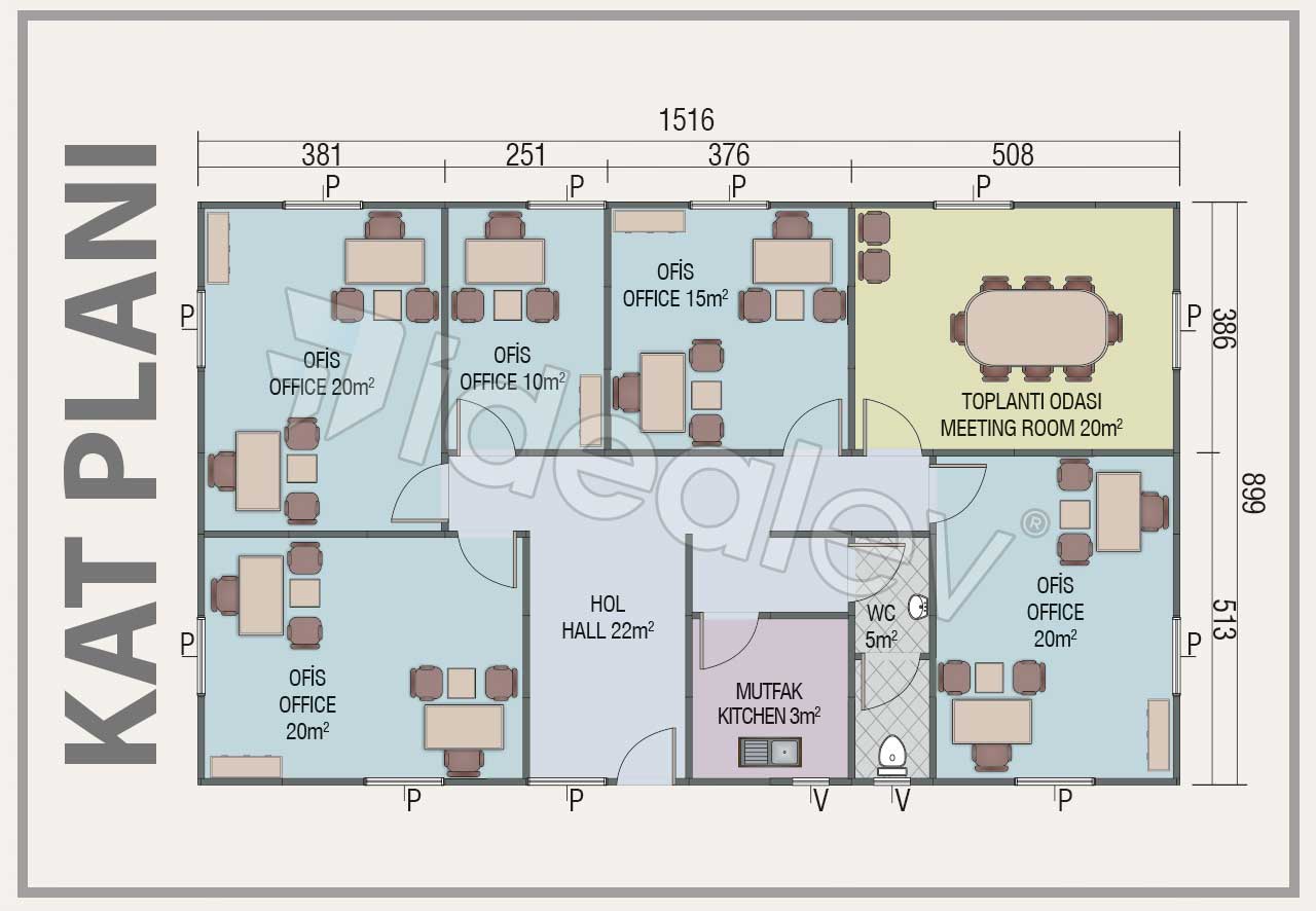 136 m² Prefabricated Office 4 136 m² Prefabricated Office - Image 2