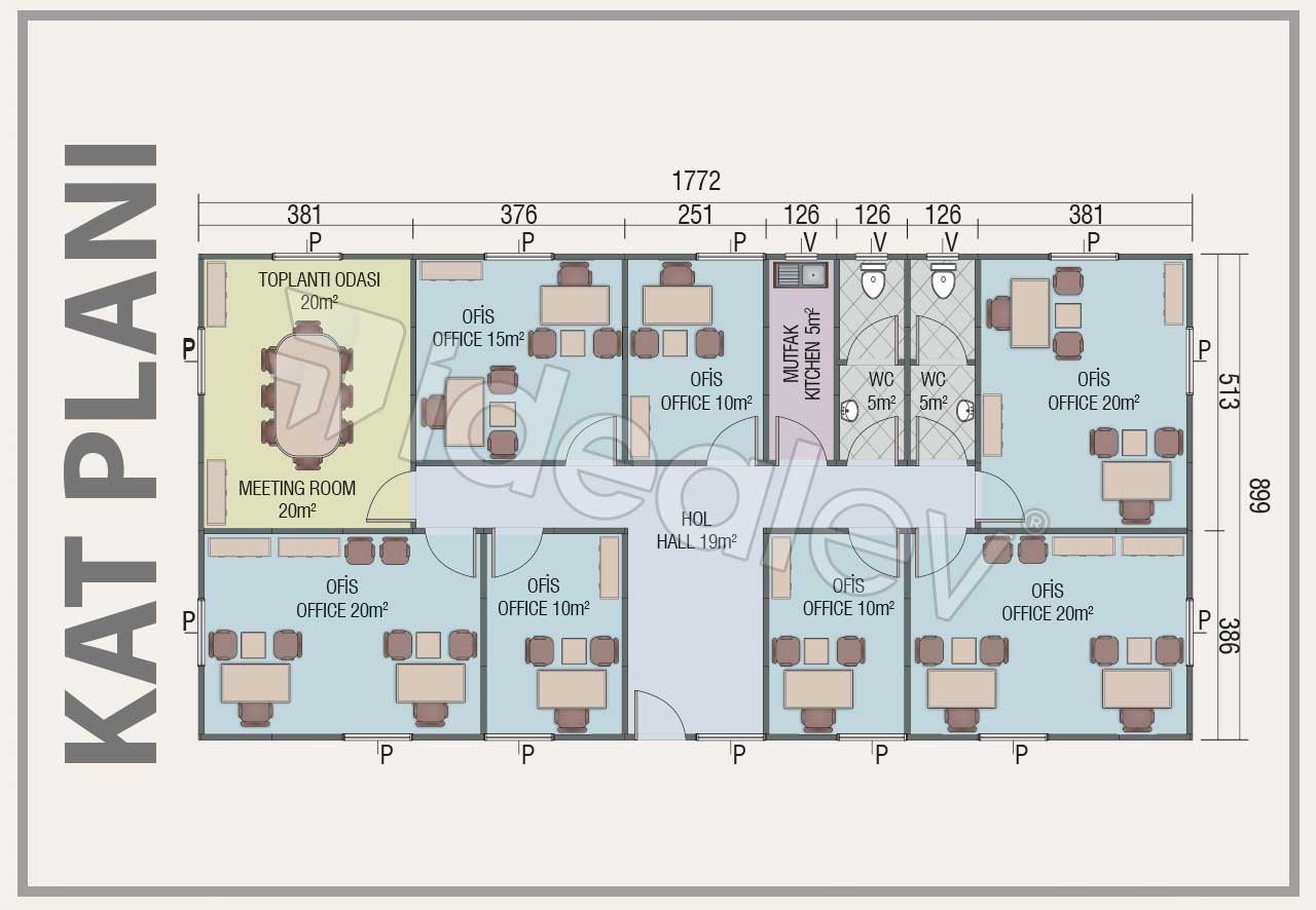 159 m² Prefabricated Office 4 159 m² Prefabricated Office - Image 2