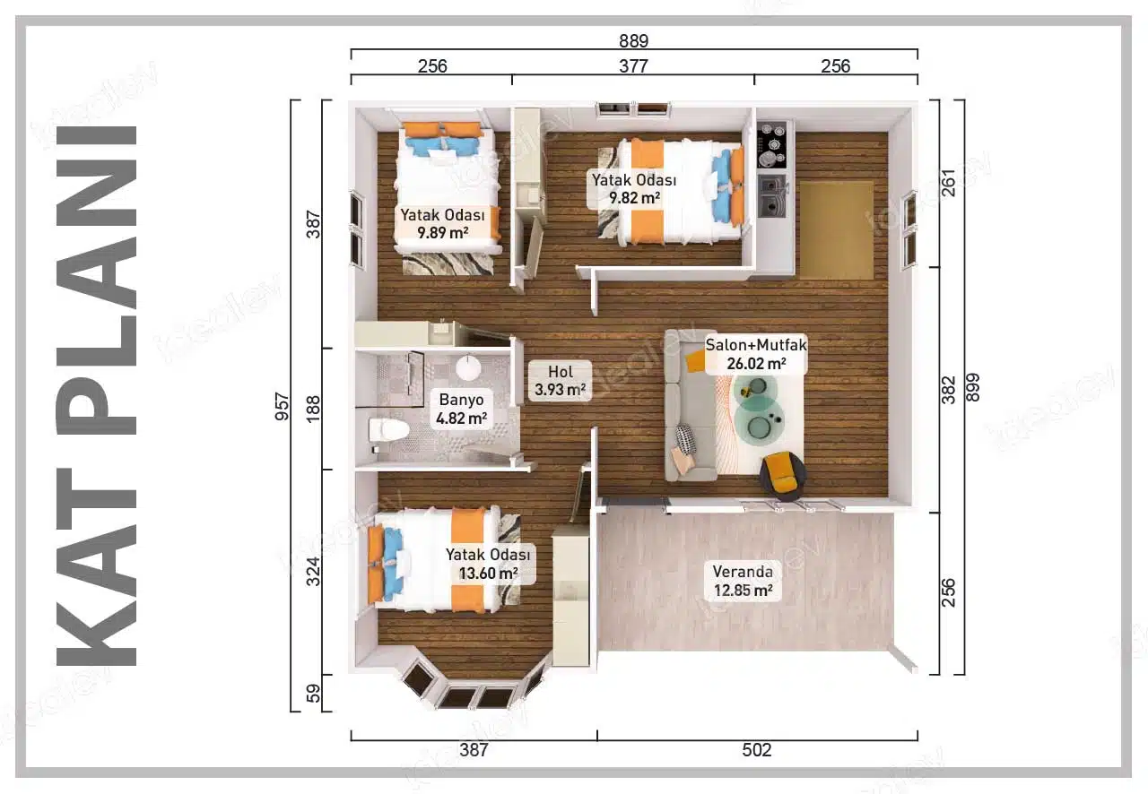 81m2 prefab ev 4 1 81 m² geprefabriceerd huis - Afbeelding 2