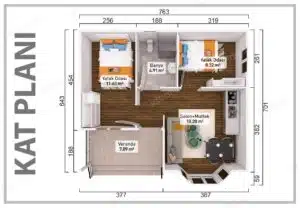 Pamje alternative e shtëpisë së parafabrikuar prej 50 m²