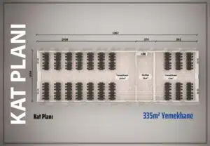 Vedere alternativă a unei săli de mese prefabricate de 335 m²