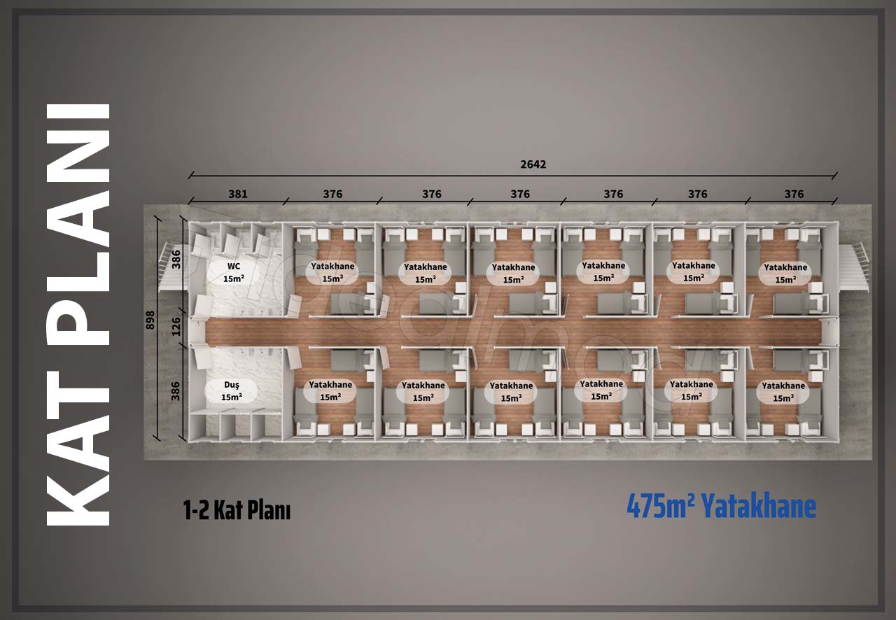 475 m² Prefabricated Dormitory 3 475 m² Prefabricated Dormitory - Image 2
