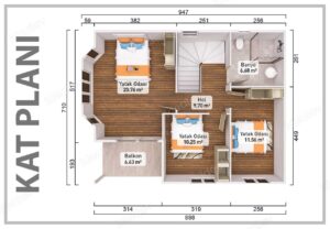 Alternative view of 131 m² Two Story Prefabricated House
