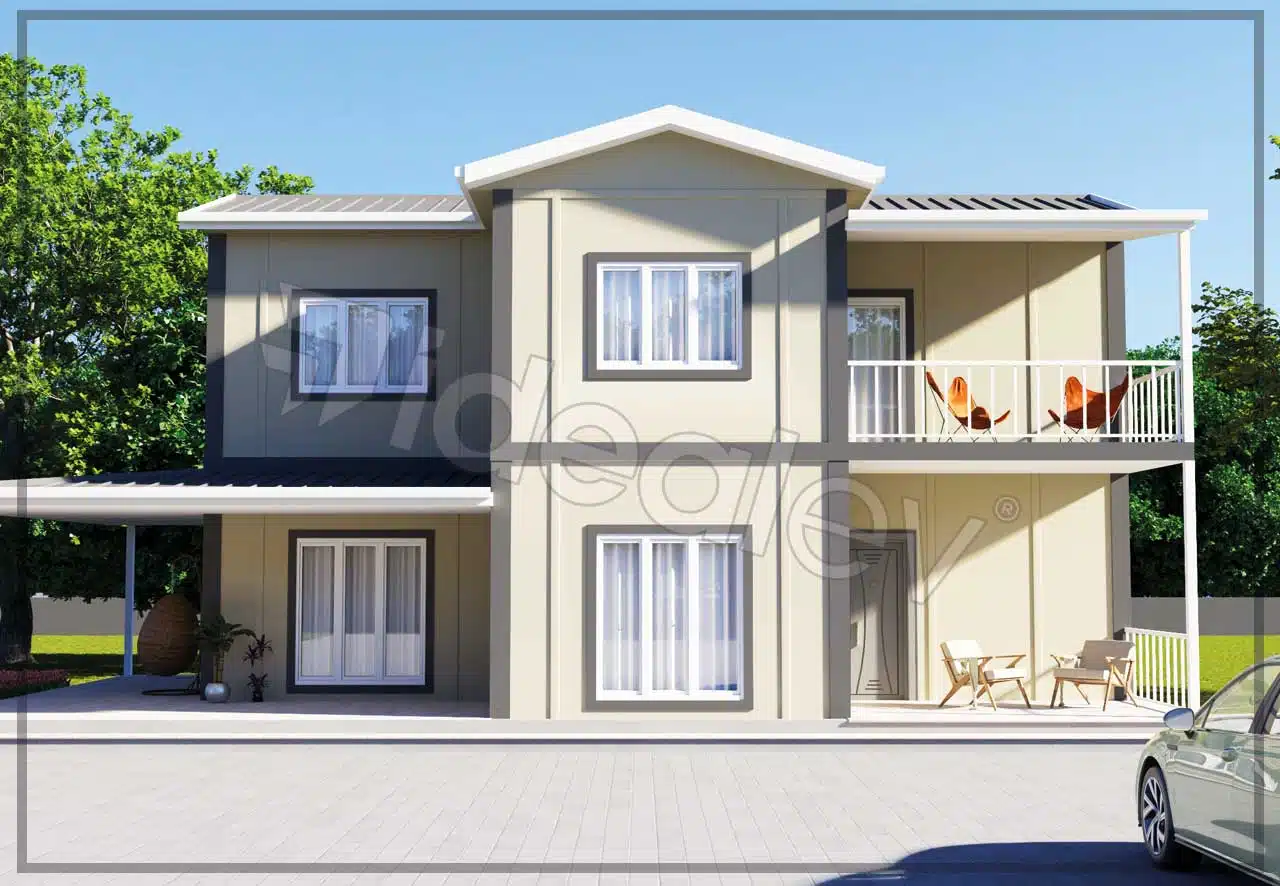 186m2 prefabrik ev 1 186 m² Two Story Prefabricated House