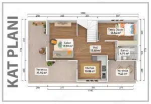 186m2 prefabrik ev 5 186 m² Two Story Prefabricated House - Image 2