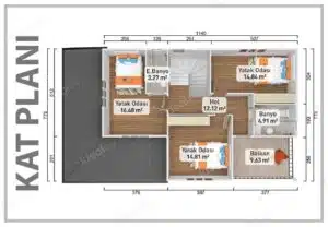 186m2 prefabrik ev 6 186 m² Two Story Prefabricated House - Image 3