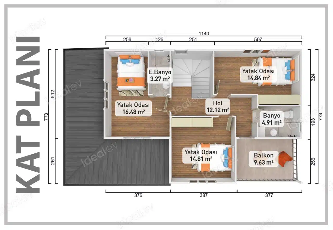 186m2 prefabrik ev 6 186 m² Two Story Prefabricated House - Image 3