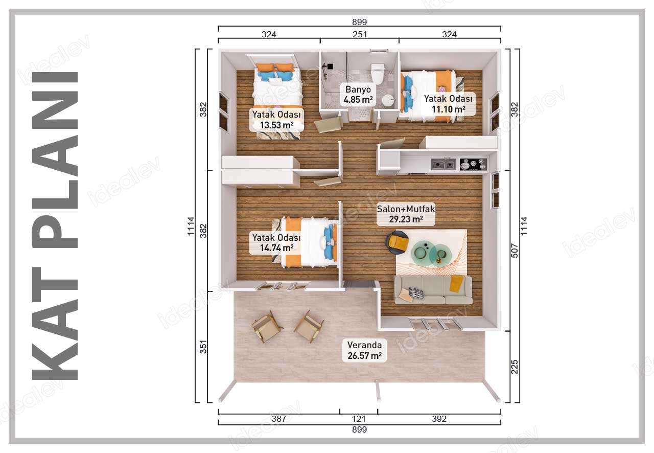 100 m² Prefabricated House 4 100 m² Prefabricated House - Image 2