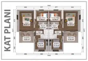 Vedere alternativă a unei case prefabricate cu două etaje de 320 m²