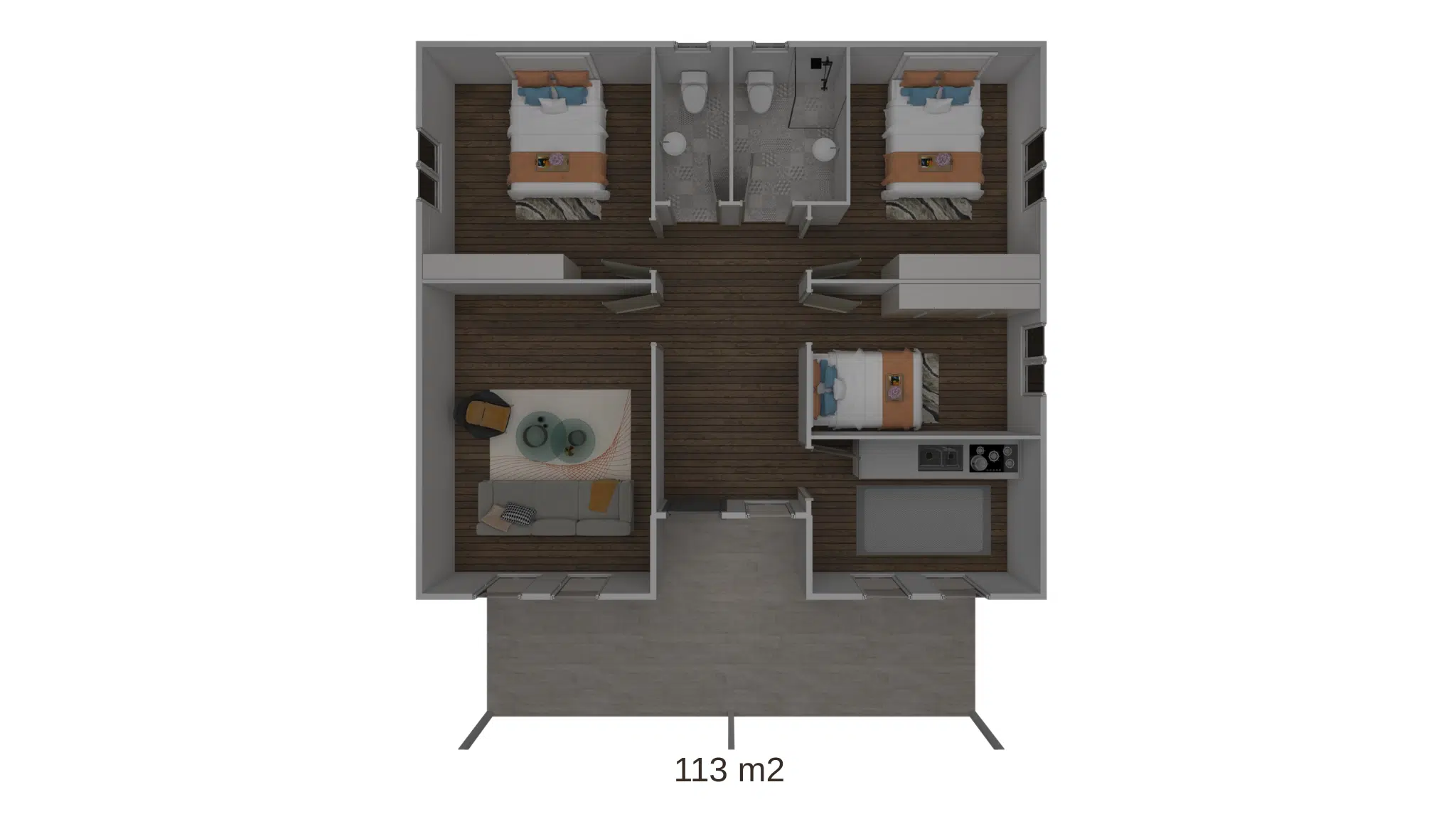 113 m2 prefabrik ev 4 113 m² Prefabricated House 2 - Image 2