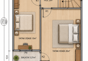 116 m2 prefabrik ev plan 116 m² Two Story Prefabricated House - Image 3
