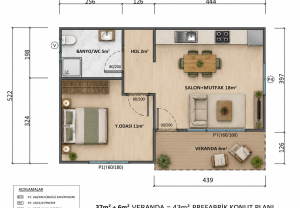 Alternative view of 43 m² Prefabricated House