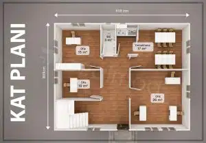 Alternativní pohled na prefabrikovanou kancelář o rozloze 204 m²